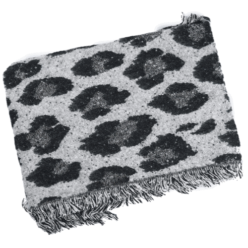 Sjaal panter en geometrische print met glitters zwart grijs