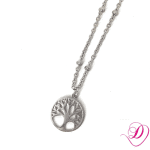 Stainless steel ketting tree of life zilver