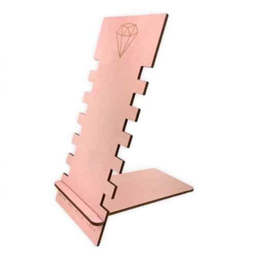 Tektonisch Rondsel knoop Houten sieraden display voor armbanden grijs of roze - Bijou Daisy