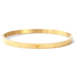 Stainless steel bangle hartje goud smal