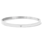 Stainless steel bangle hartje zilver smal