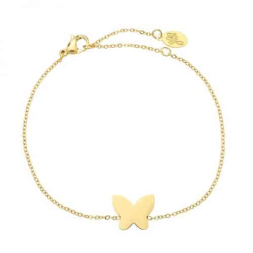 Stainless steel armband Butterfly goud