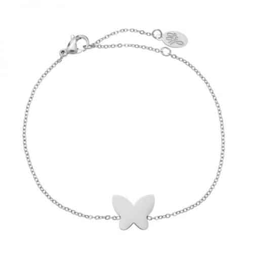 Stainless steel armband Butterfly zilver