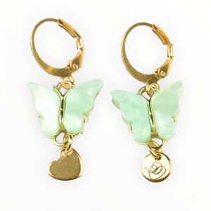 Oorbellen vlinder pastel groen