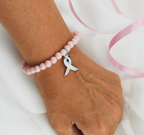 Pink Ribbon armbandje 2023 roze zilver
