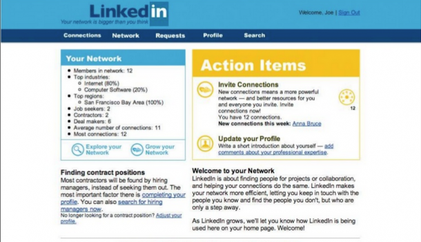 LinkedIn layout door de jaren heen